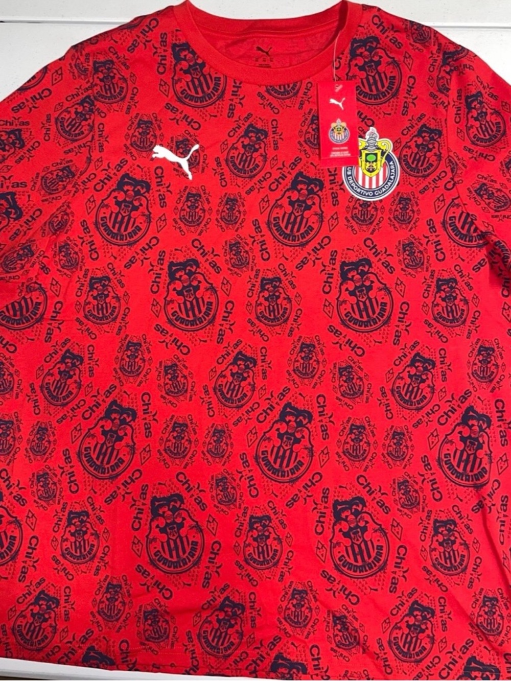 Puma: Guadalajara Chivas/Futbol/Soccer Red/Blue Logo Shirt (XXL)